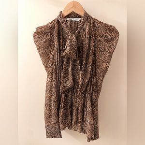 Zara Leopard Print Long Sleeve Blouse